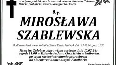 Zmarła Mirosława Szablewska. Miała 86 lat.