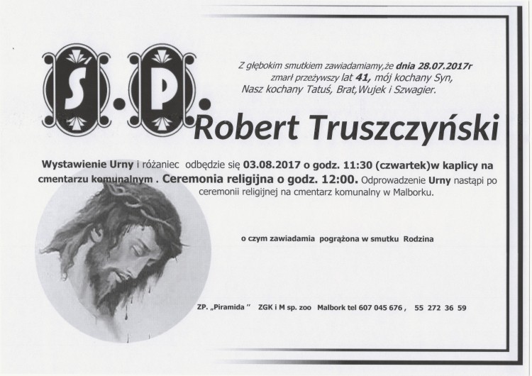 Zmarł Robert Truszczyński. Żył 41 lat.