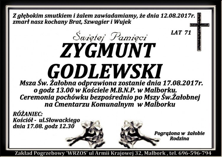 Zmarł Zygmunt Godlewski. Żył 71 lat.