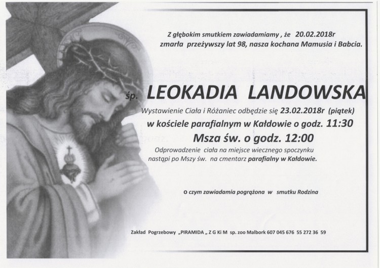 Zmarła Leokadia Landowska. Żyła 98 lat. 