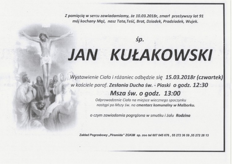 Zmarł Jan Kułakowski. Żył 91 lat.