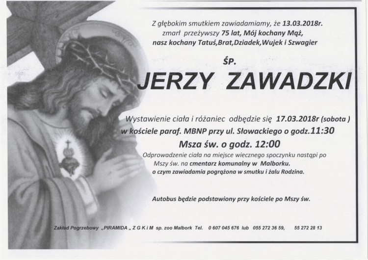 Zmarł Jerzy Zawadzki. Żył 75 lat.