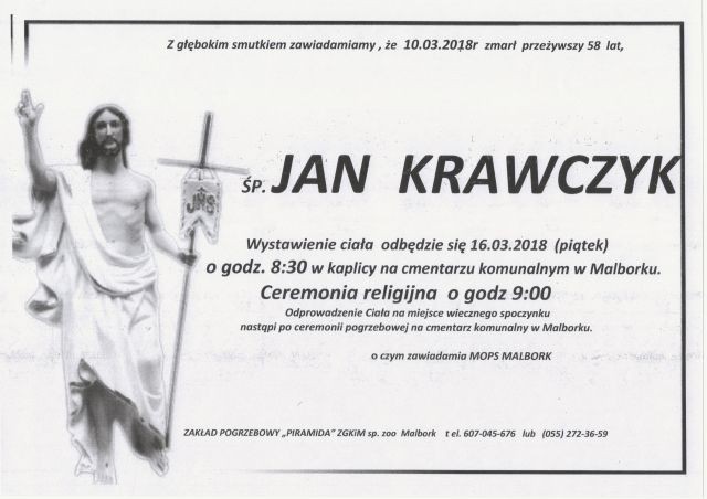 Zmarł Jan Krawczyk. Żył 58 lat