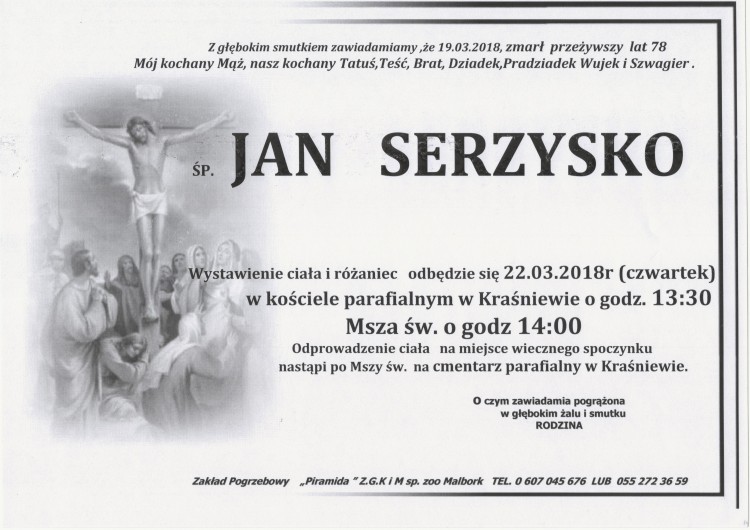 Zmarł Jan Serzysko. Żył 78 lat.