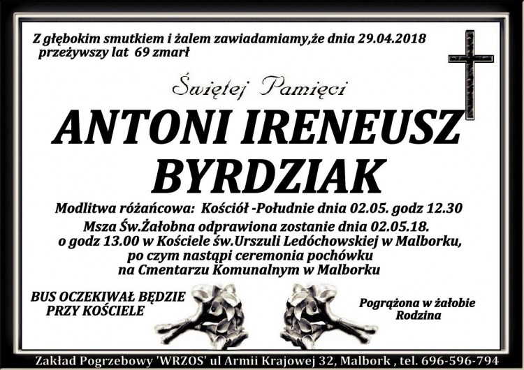 Zmarł Antoni Byrdziak. Żył 69 lat.
