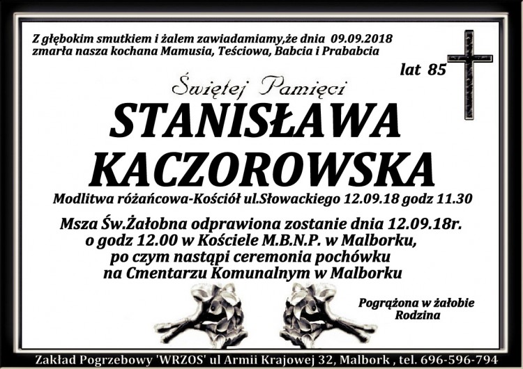 Zmarła Stanisława Kaczorowska. Żyła 85 lat