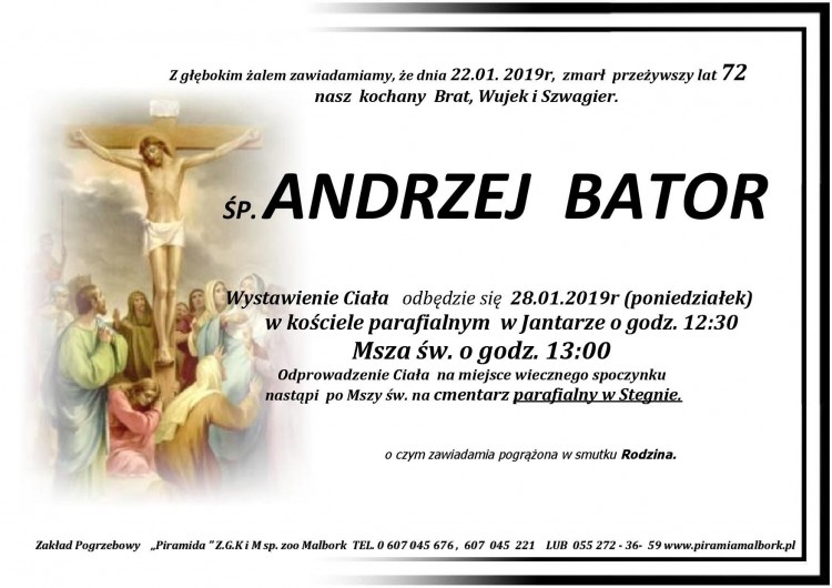 Zmarł Andrzej Bator. Żył 72 lata.