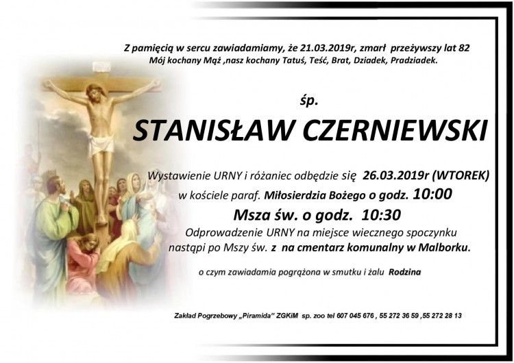 Zmarł Stanisław Czerniewski. Żył 82 lata.