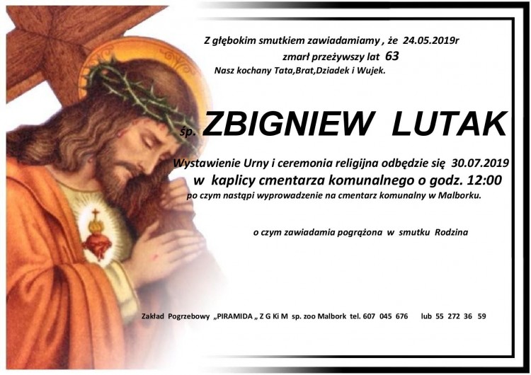 Zmarł Zbigniew Lutak. Żył 63 lata.