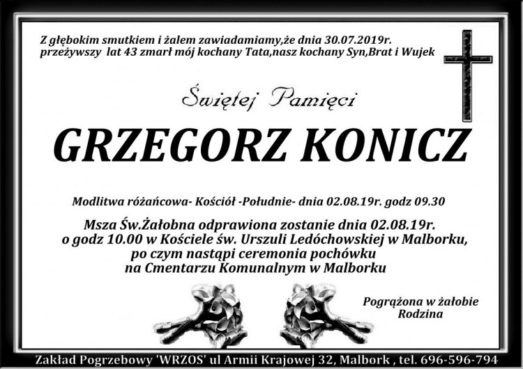 Zmarł Grzegorz Konicz. Żył 43 lata