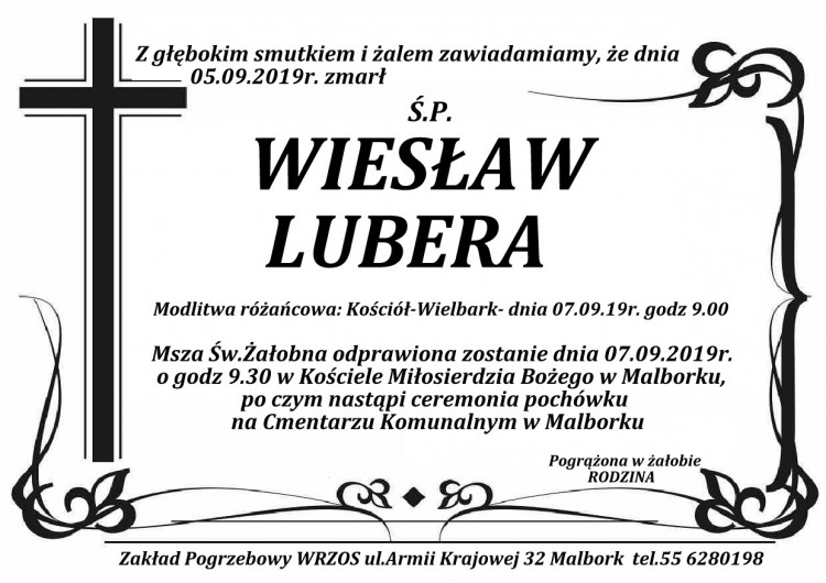 Zmarł Wiesław Lubera.