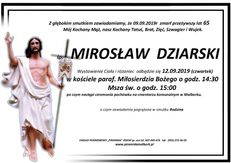 Zmarł Mirosław Dziarski. Żył 65 lat.