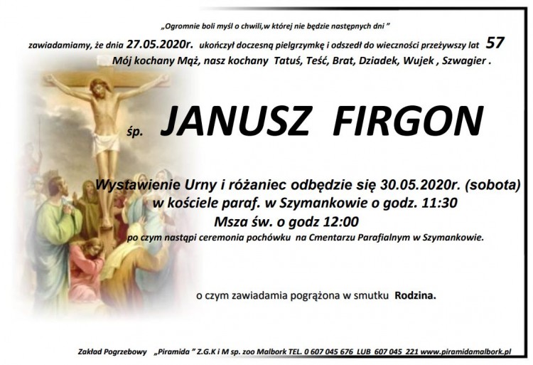 Zmarł Janusz Firgon. Żył 57 lat.